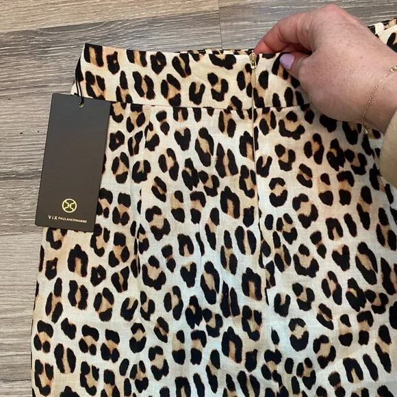 NWT ViX Scarlet Leopard Print Linen Blend Skirt - Picture 4 of 6